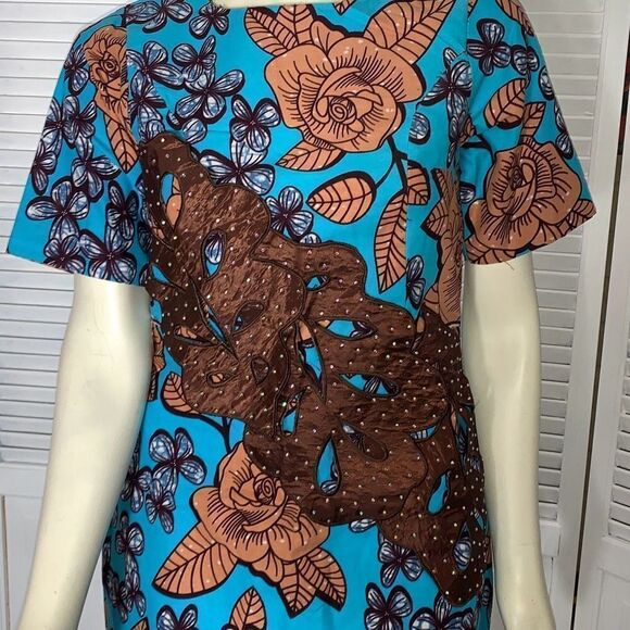 Vintage Bold Floral Mod Dress With Appliqué Size Medium - Picture 5 of 15